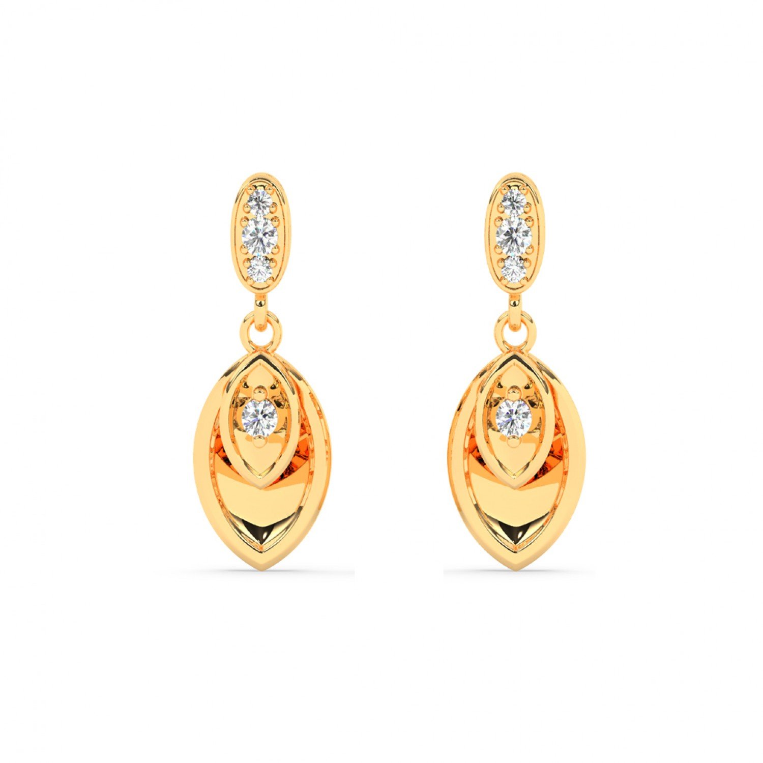 Gold Zircon Studded Drop Earrings
