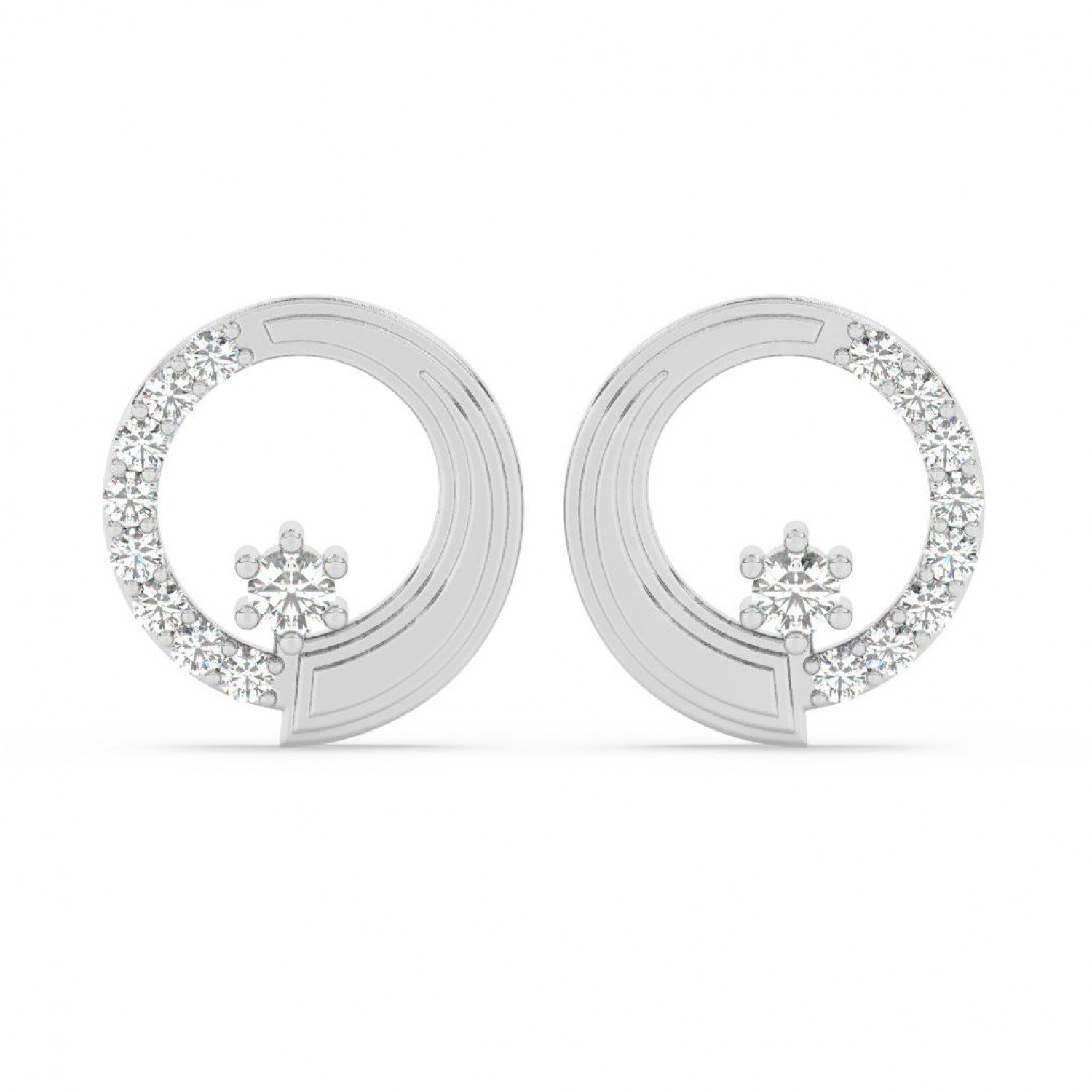 Silver Zircon Studded Circle Earrings Silver Zircon Studded Circle Earrings