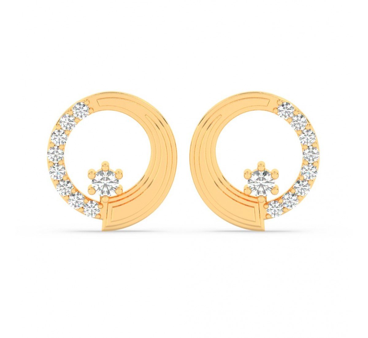 Gold Zircon Studded Circle Earrings