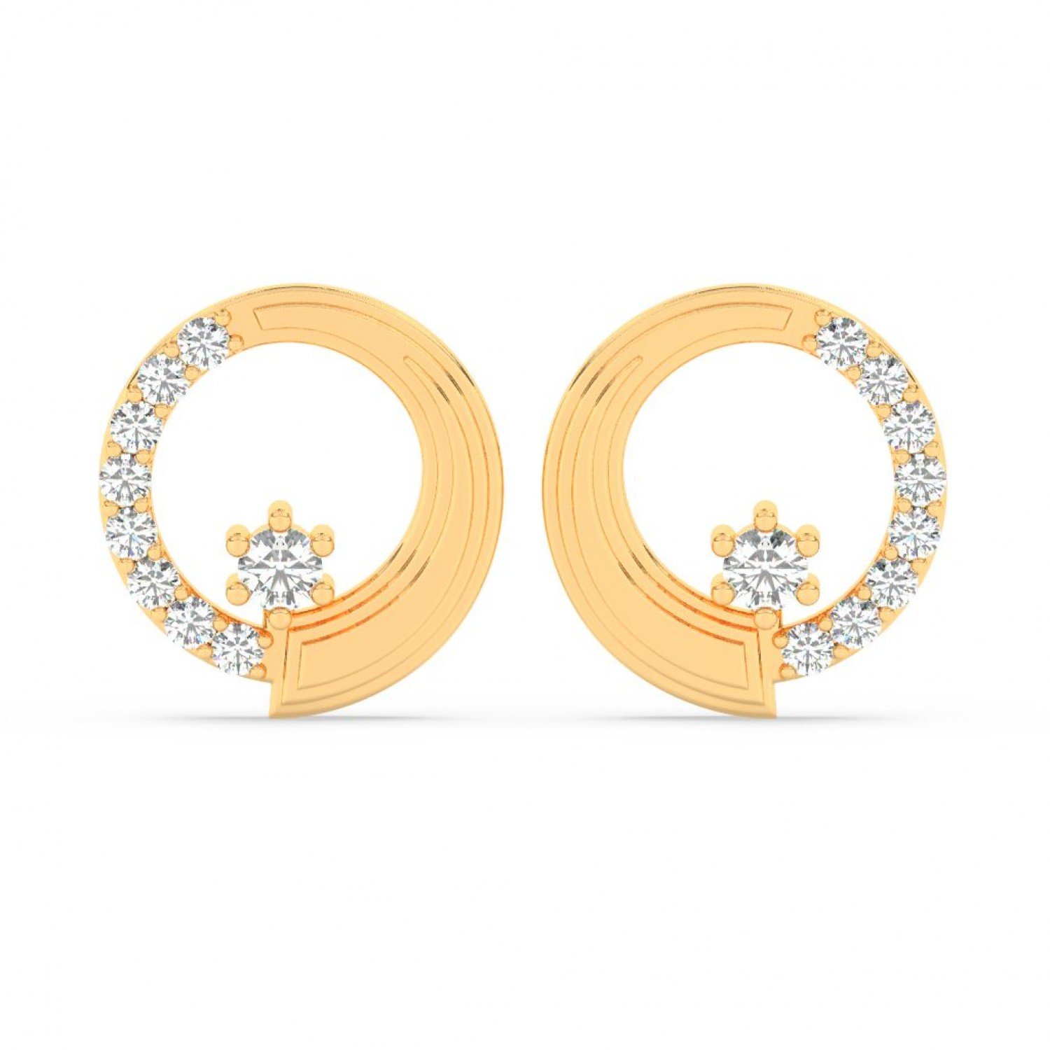 Gold Zircon Studded Circle Earrings