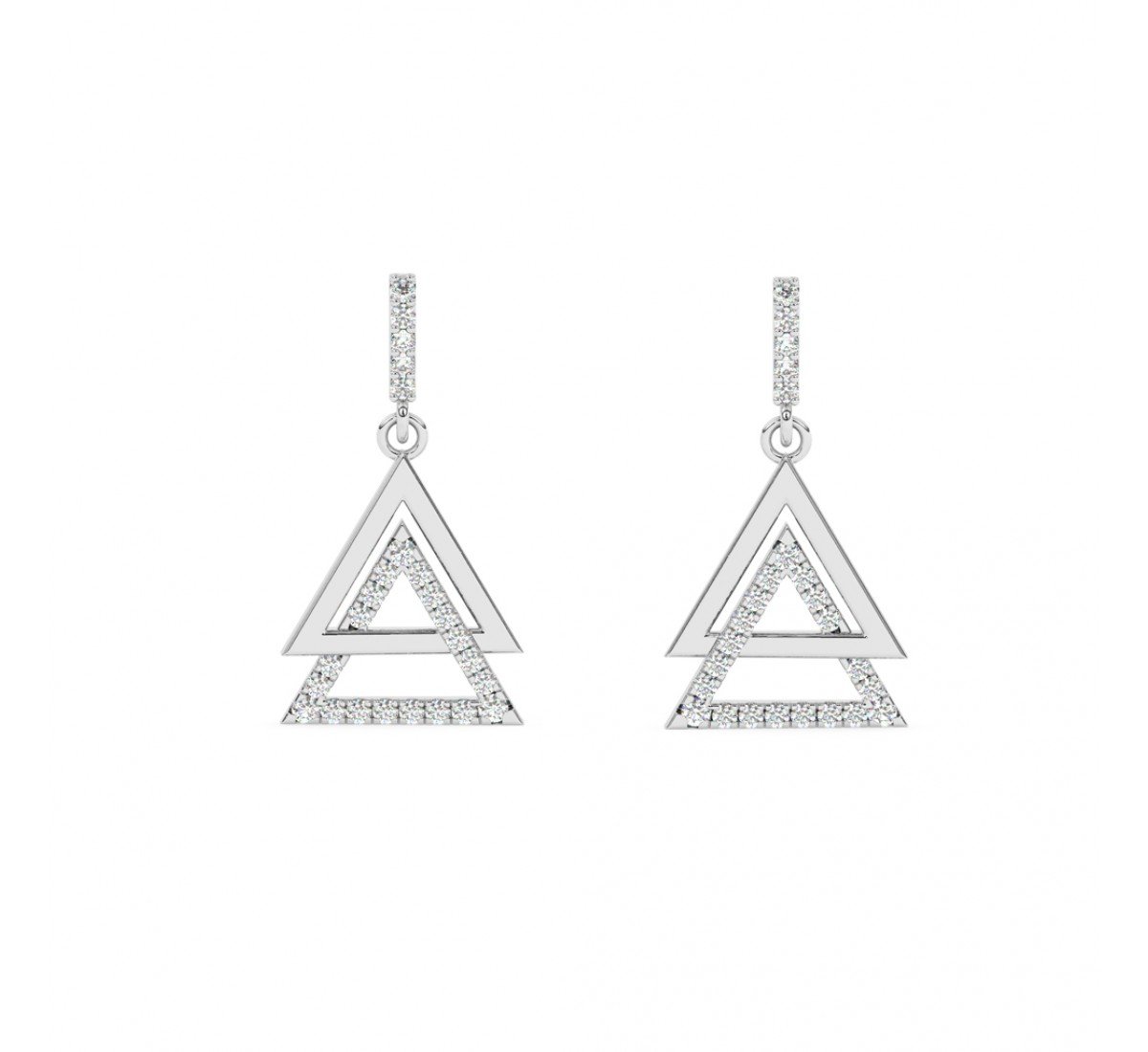 Silver Triangular Drop Earrings