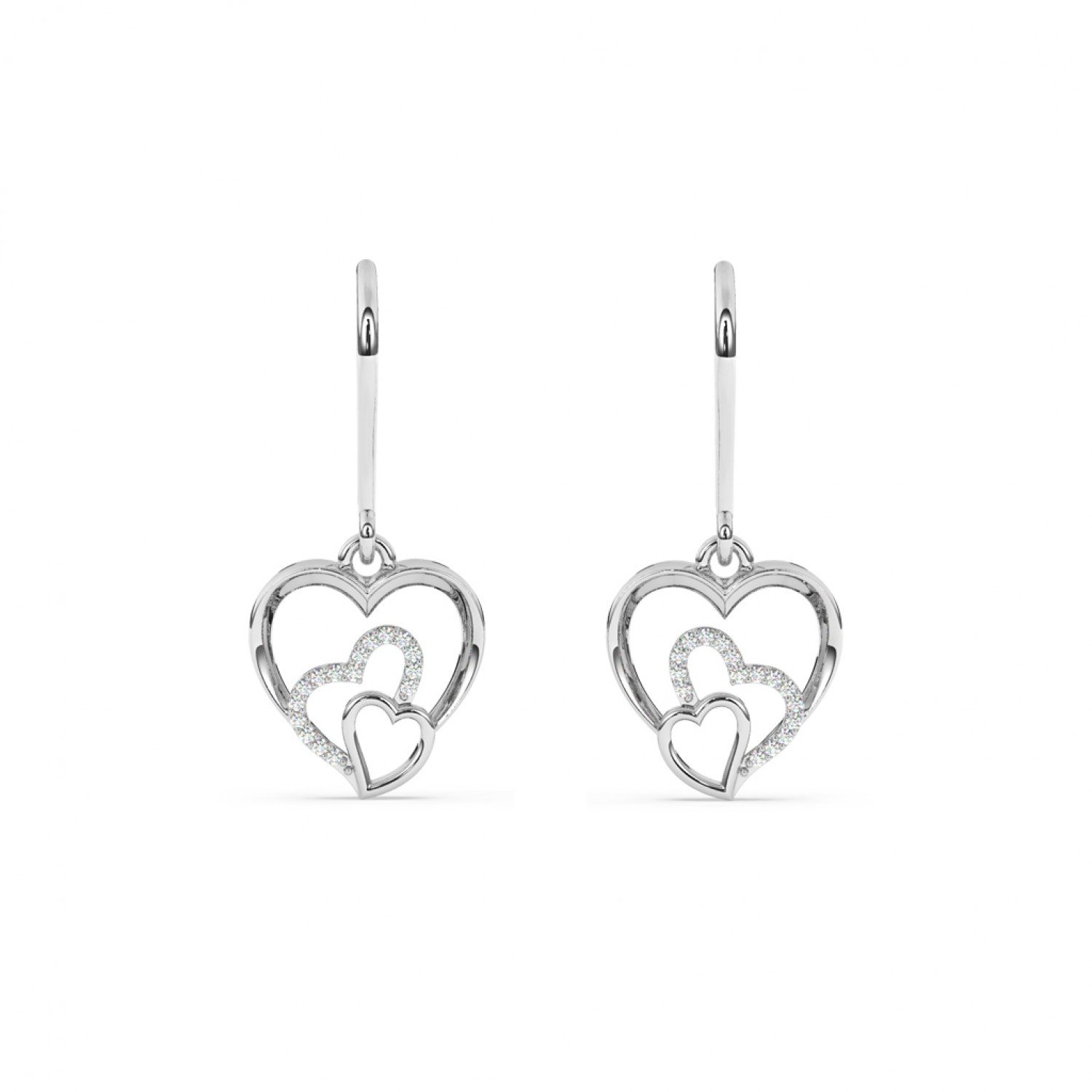 Silver Dual Heart Drop Earring Silver Dual Heart Drop Earring
