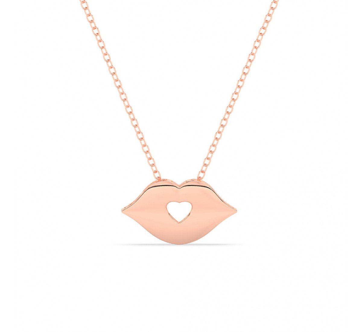 Rose Gold Lips Pendant With Link Chain