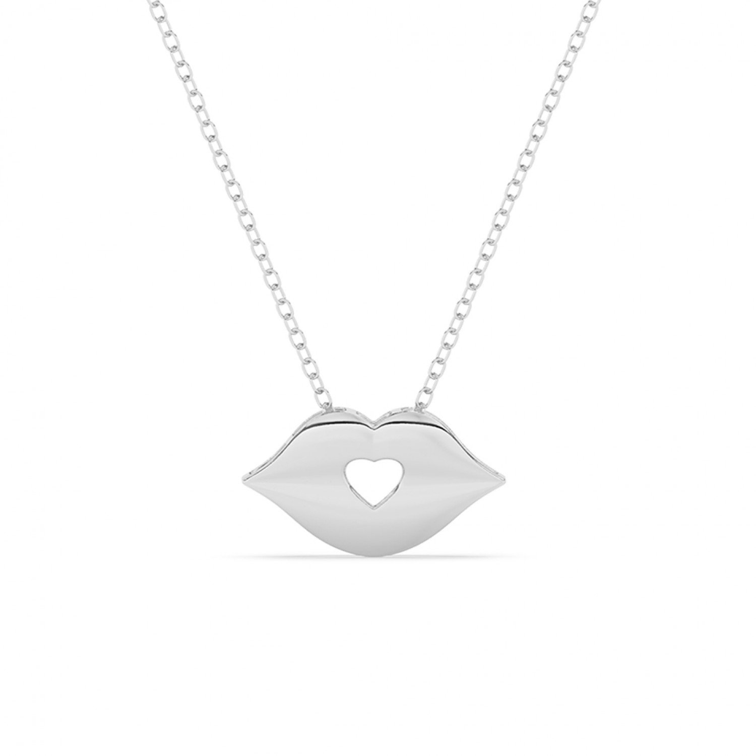 Silver Lips Pendant With Link Chain Silver Lips Pendant With Link Chain