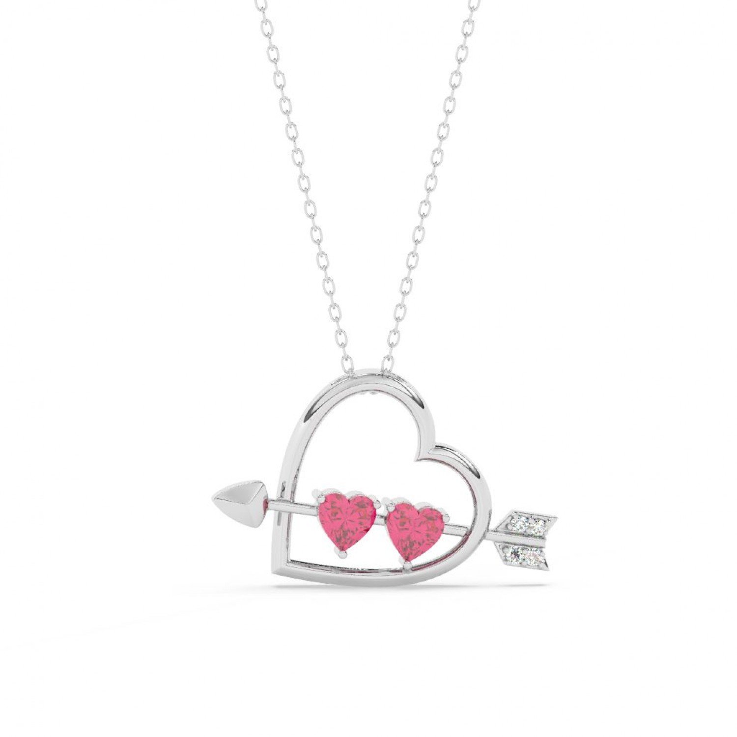 Silver Heart With Arrow Pendant With Link Chain Silver Heart With Arrow Pendant With Link Chain