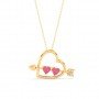 Gold Heart With Arrow Pendant With Link Chain