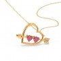 Gold Heart With Arrow Pendant With Link Chain