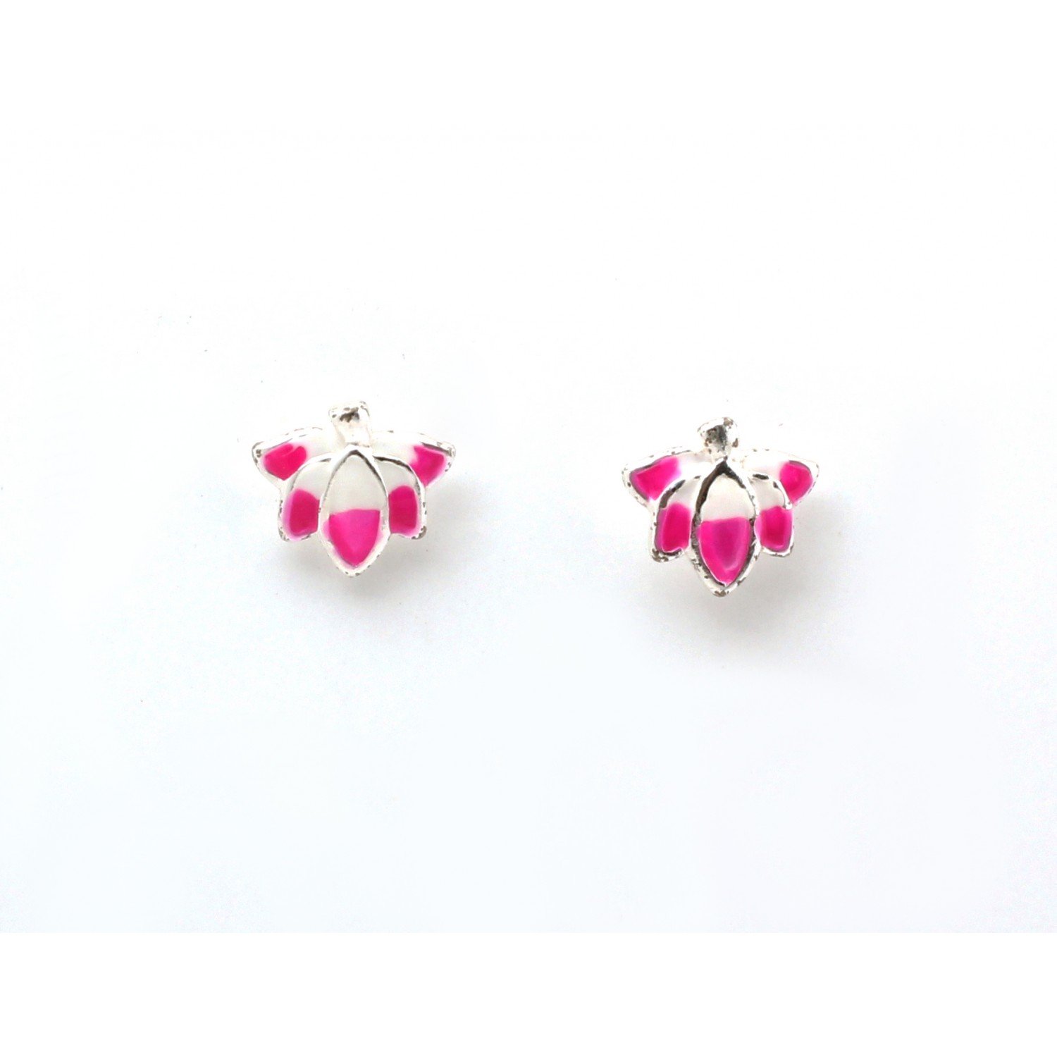Silver Pink Flower Kids Drop Earrings Silver Pink Flower Kids Drop Earrings