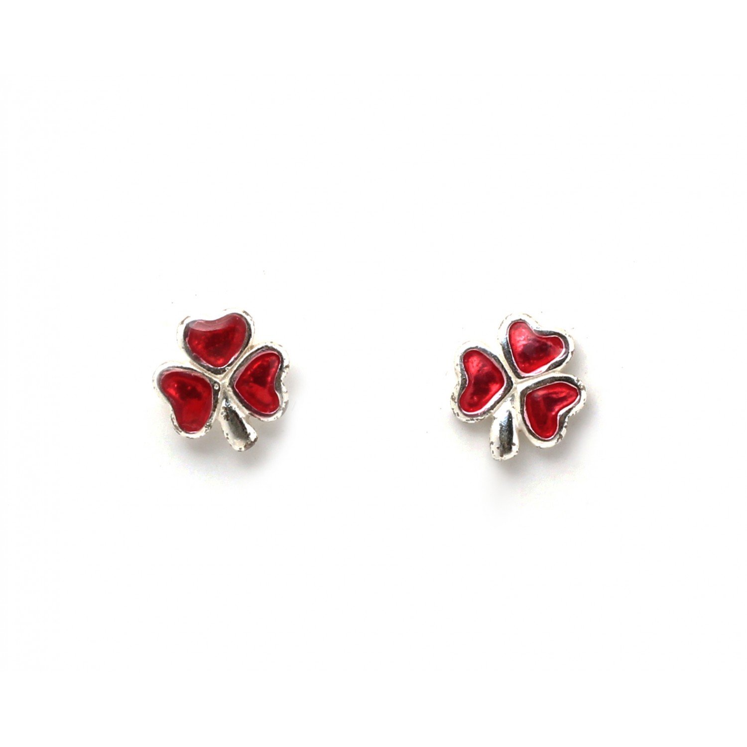 Silver Red Flower Kids Earrings Silver Red Flower Kids Earrings