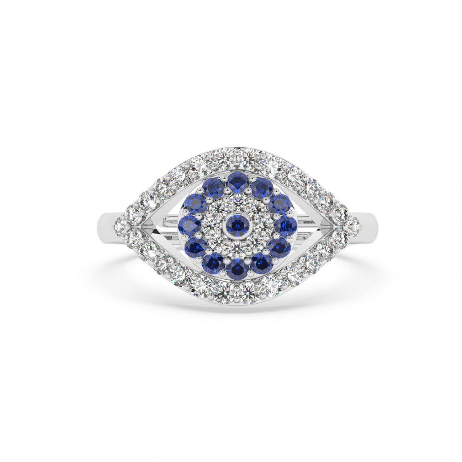 Silver Radiant Blue Stone Studded Evil Eye Ring Silver Radiant Blue Stone Studded Evil Eye Ring