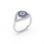 Silver Radiant Blue Stone Studded Evil Eye Ring