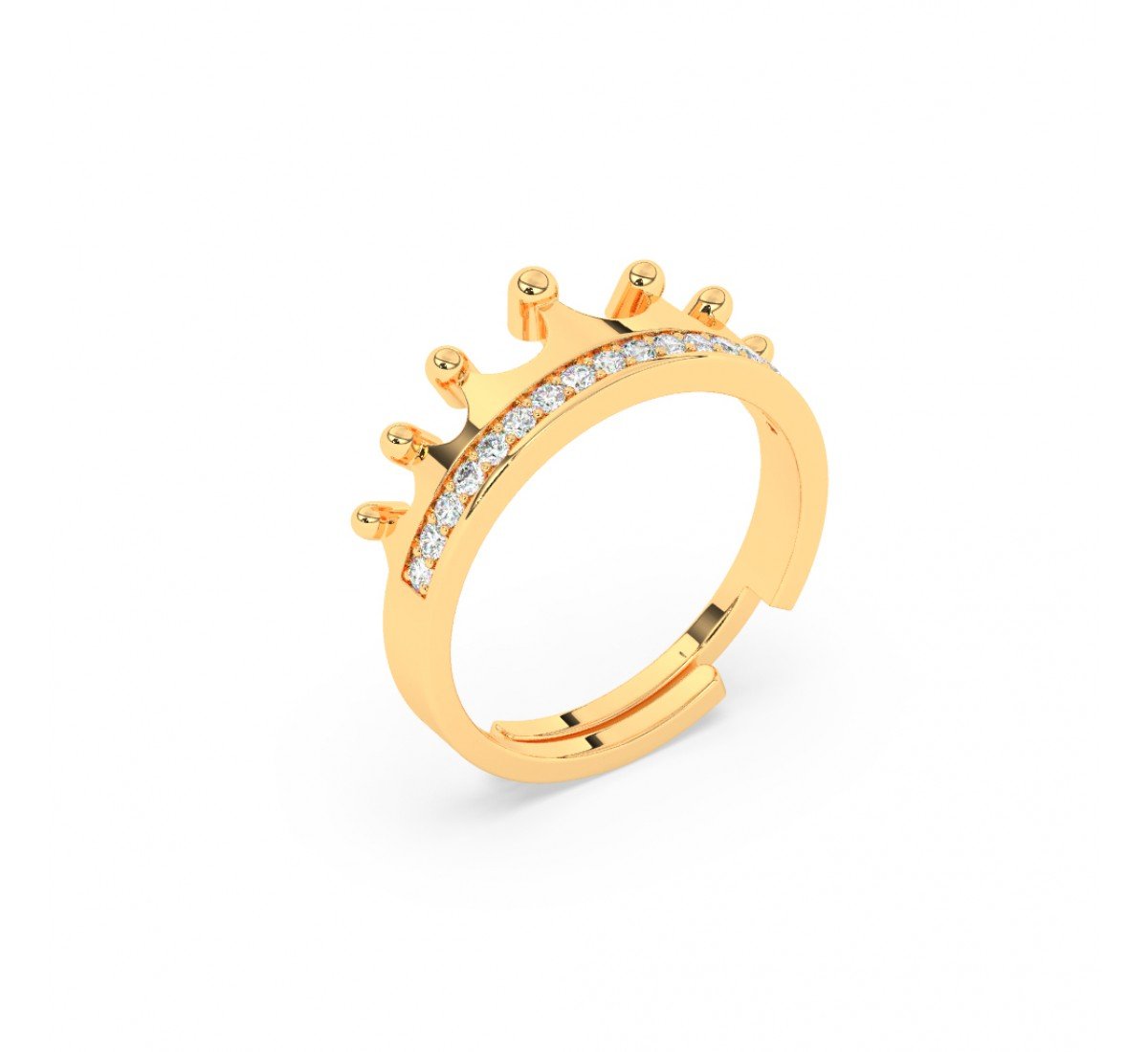 Gold Zircon Crown Ring