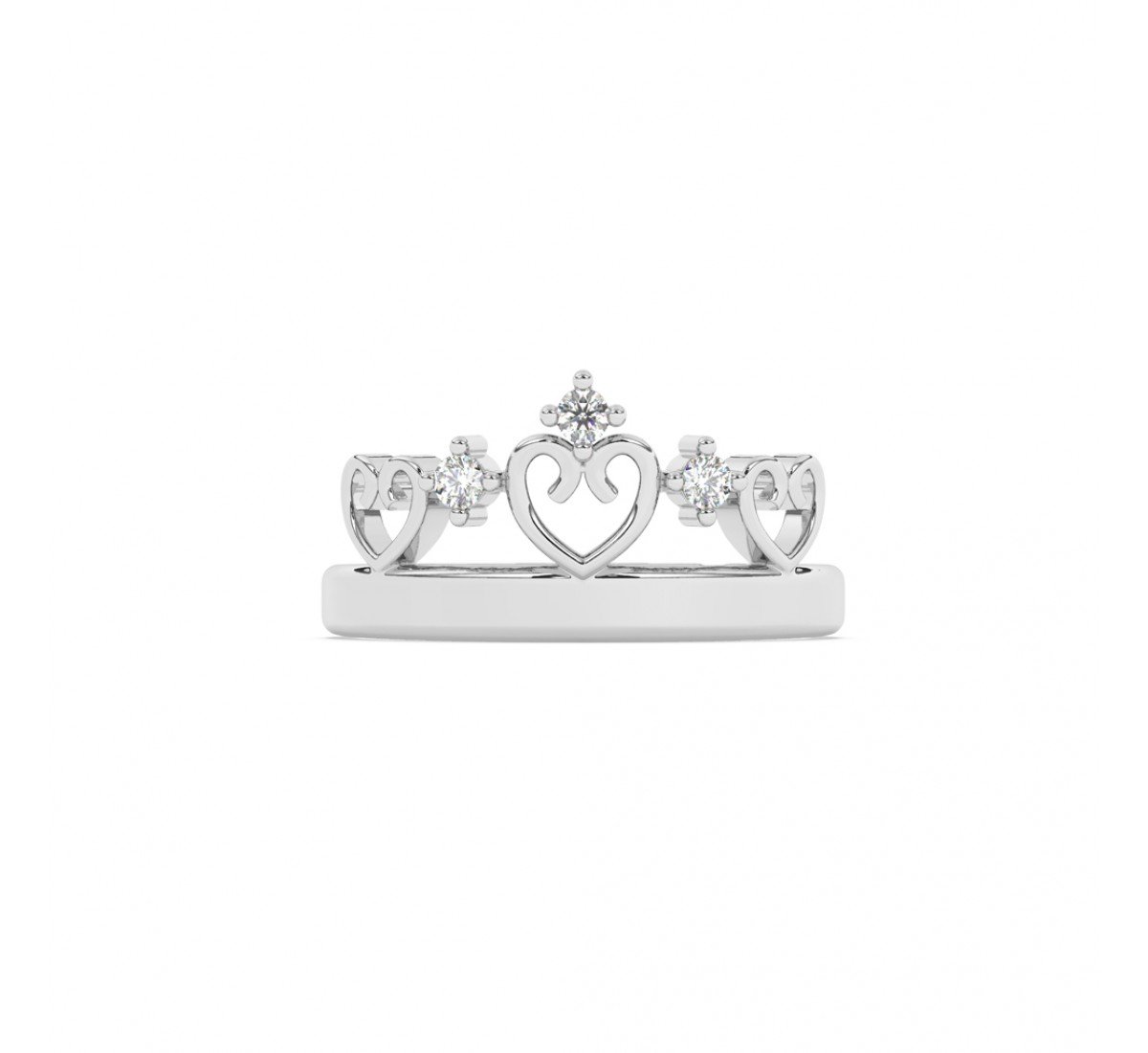 Silver Zircon Stud Crown Ring