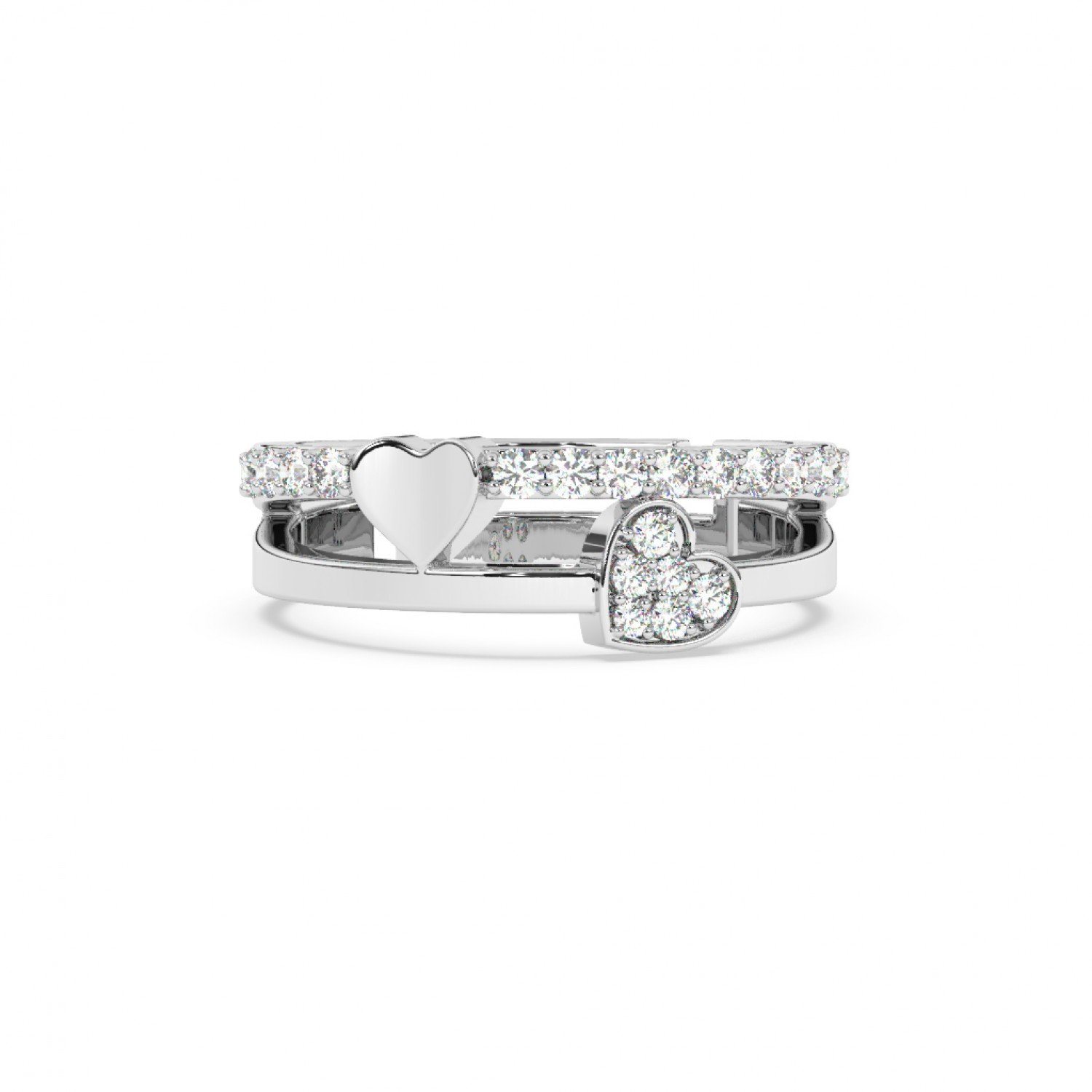 Silver Heart With Studded Zircon Band Silver Heart With Studded Zircon Band