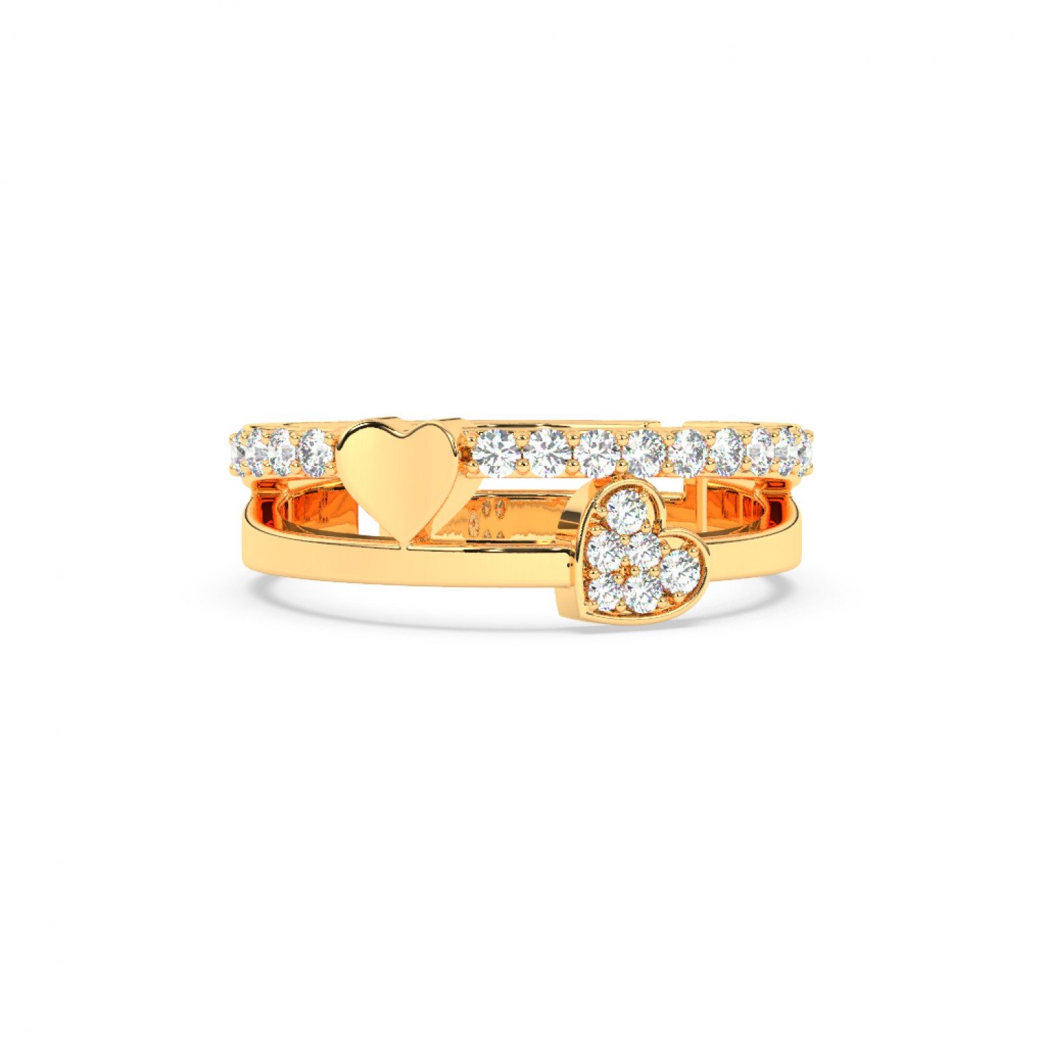 Gold Heart With Studded Zircon Band Gold Heart With Studded Zircon Band