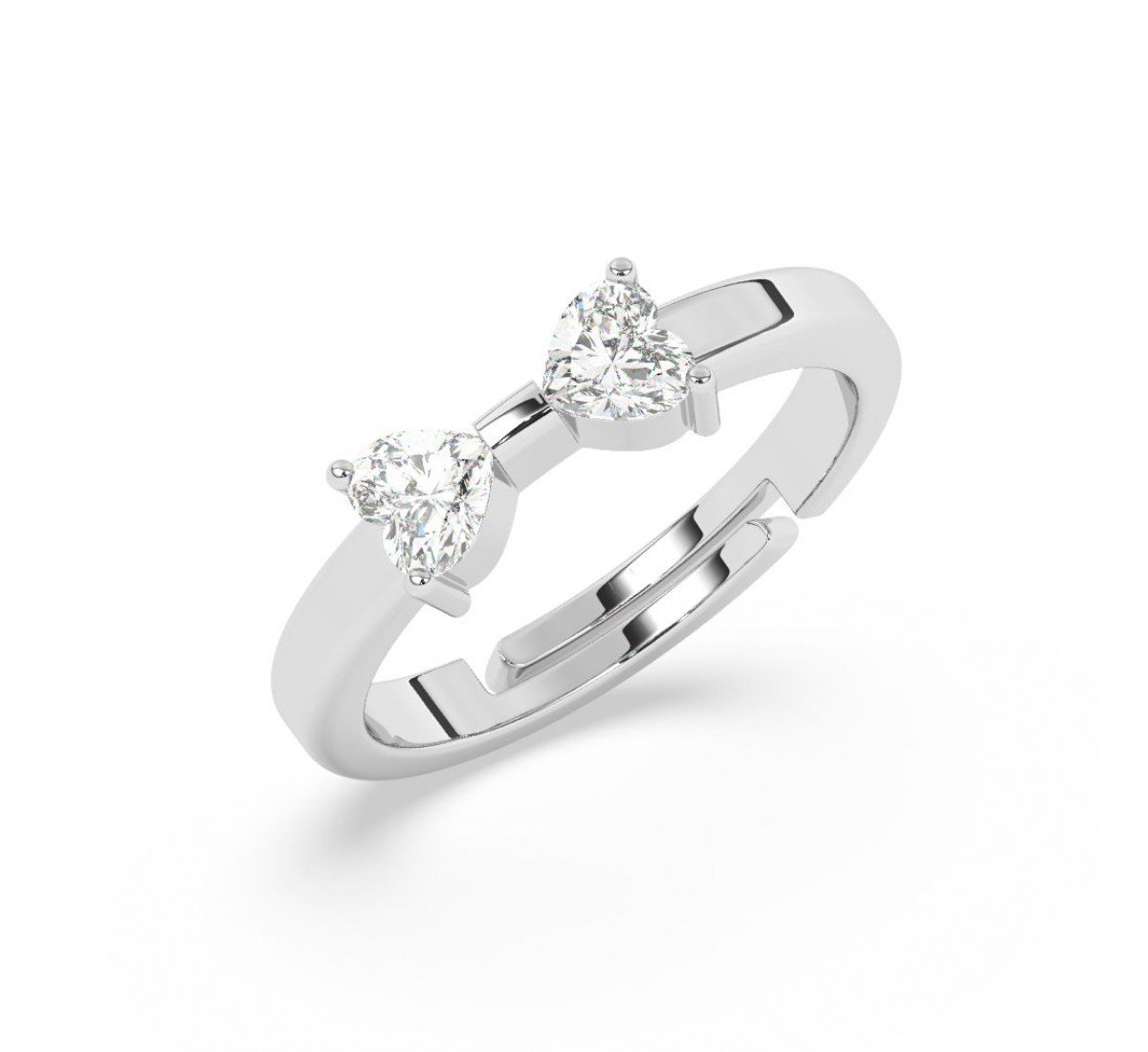 Silver Dual Heart Stone Ring