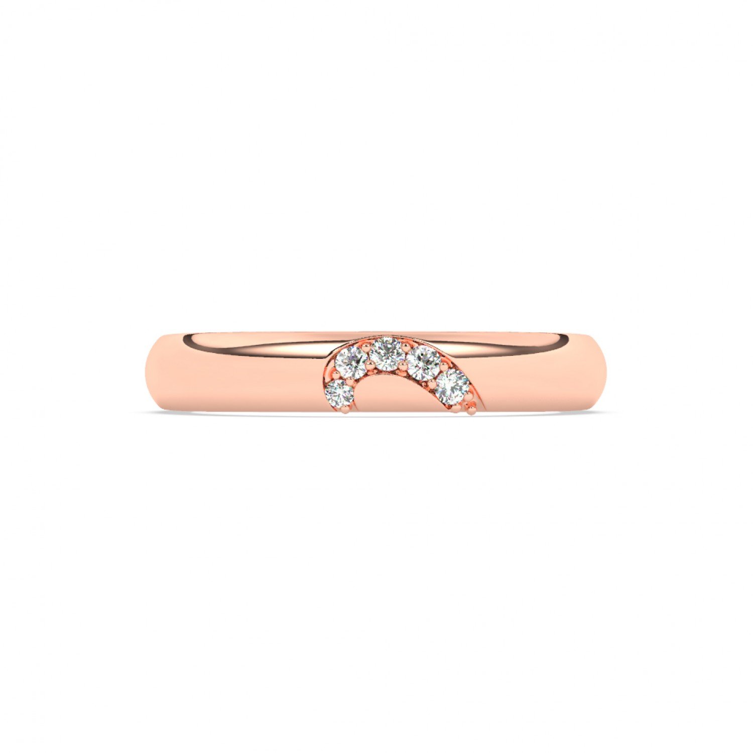 Rose Gold Half Heart Zircon Studded Band