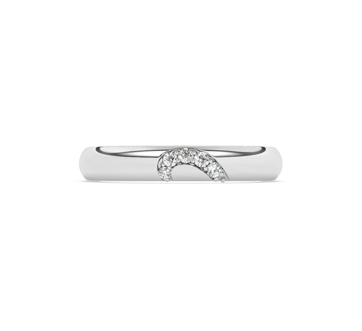 Silver Half Heart Zircon Studded Band