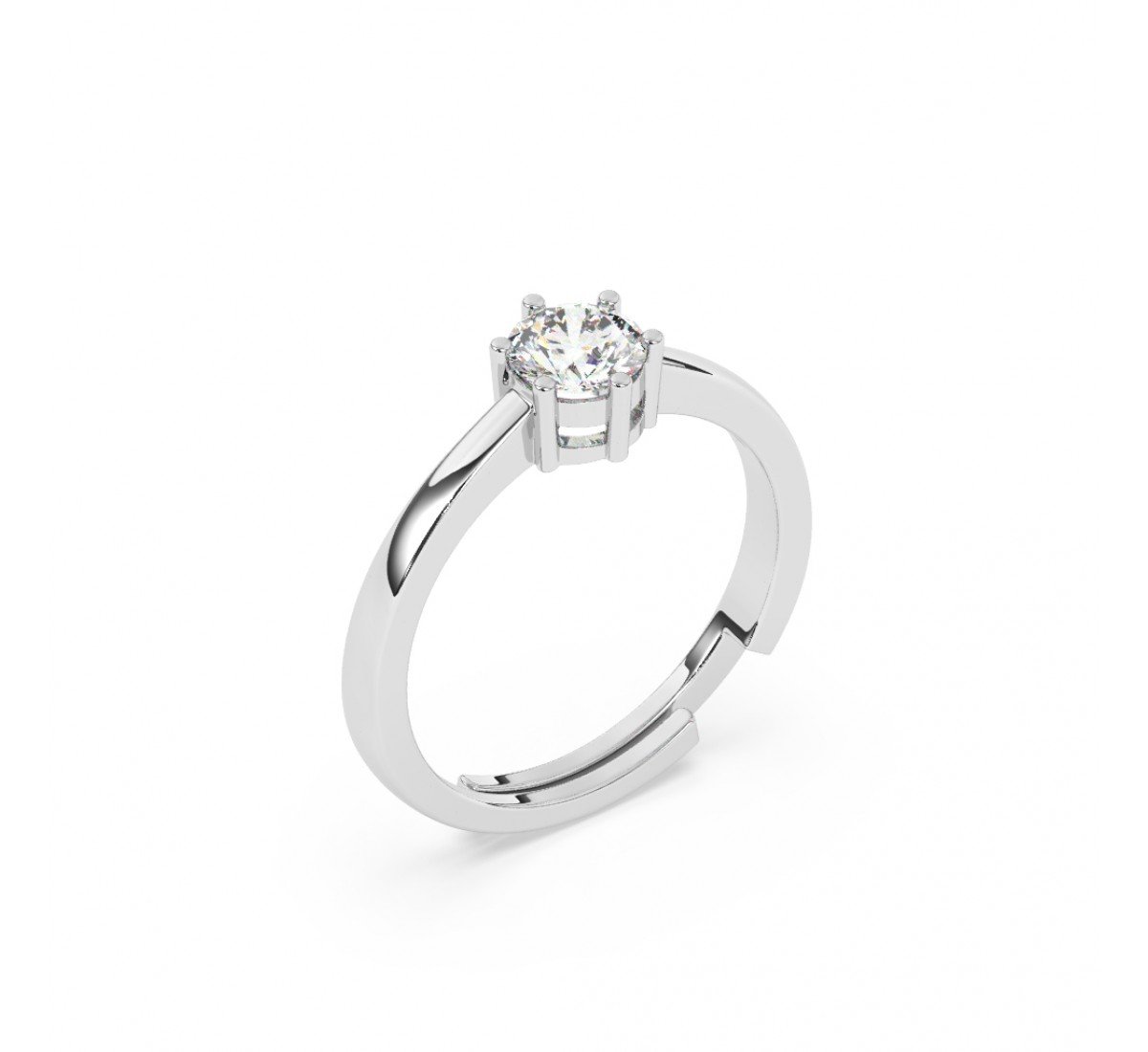 Silver Classic Solitaire Ring