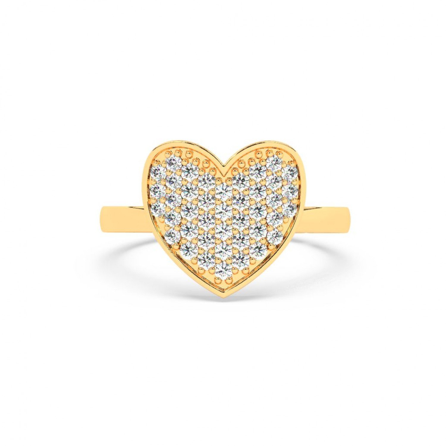 Gold Zircon Studded Heart Ring