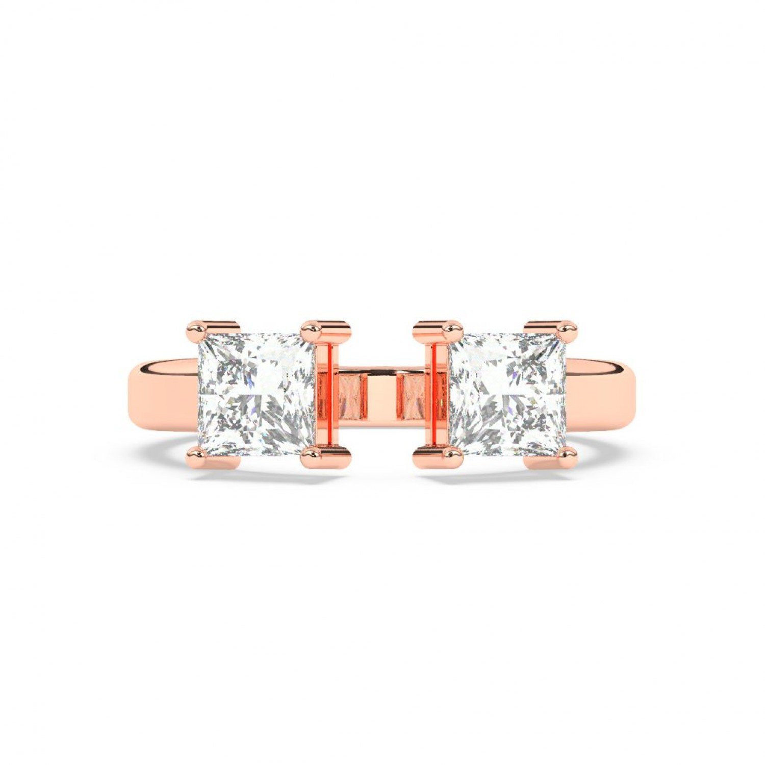 Rose Gold Dual Princess Stone Ring Rose Gold Dual Princess Stone Ring