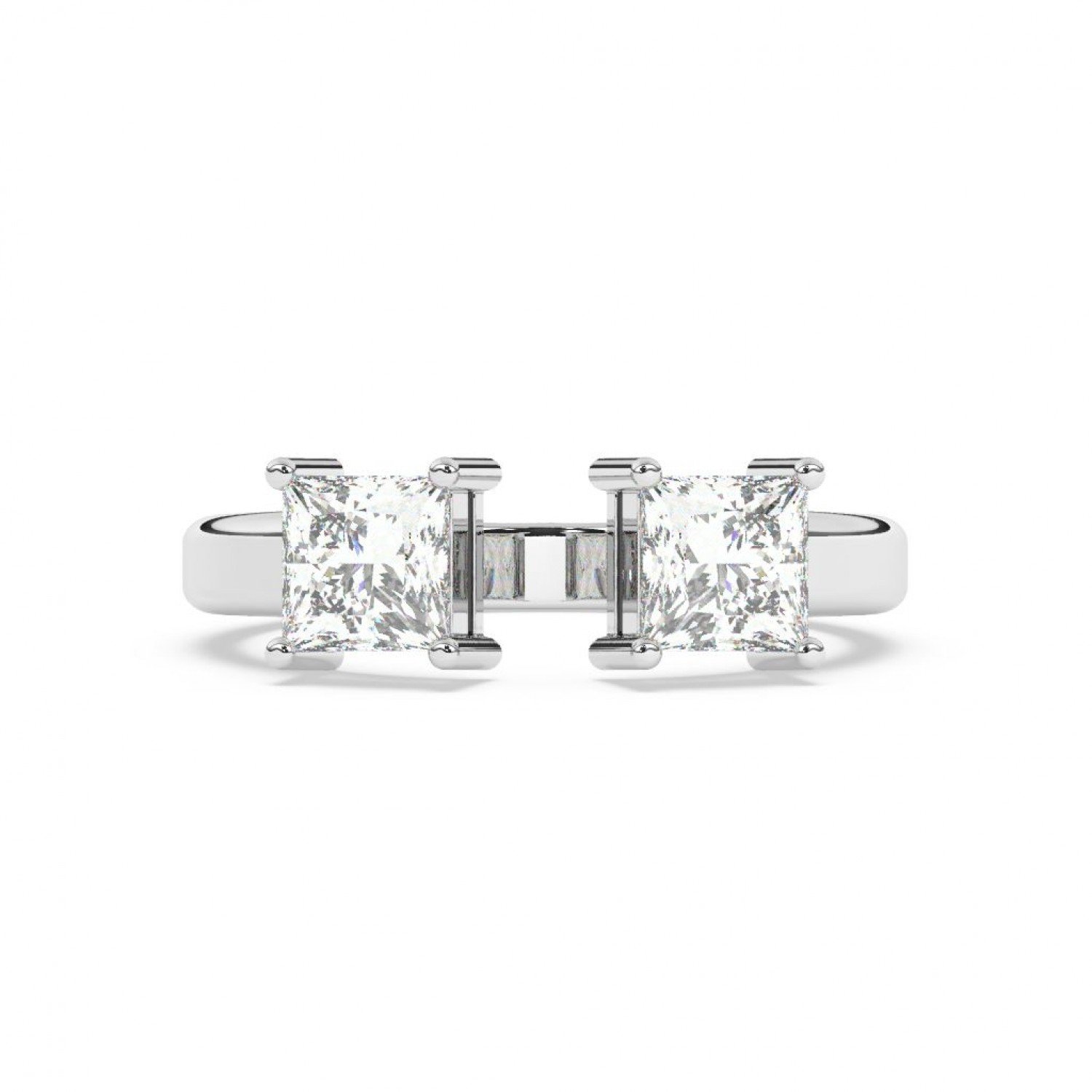 Silver Dual Princess Stone Ring