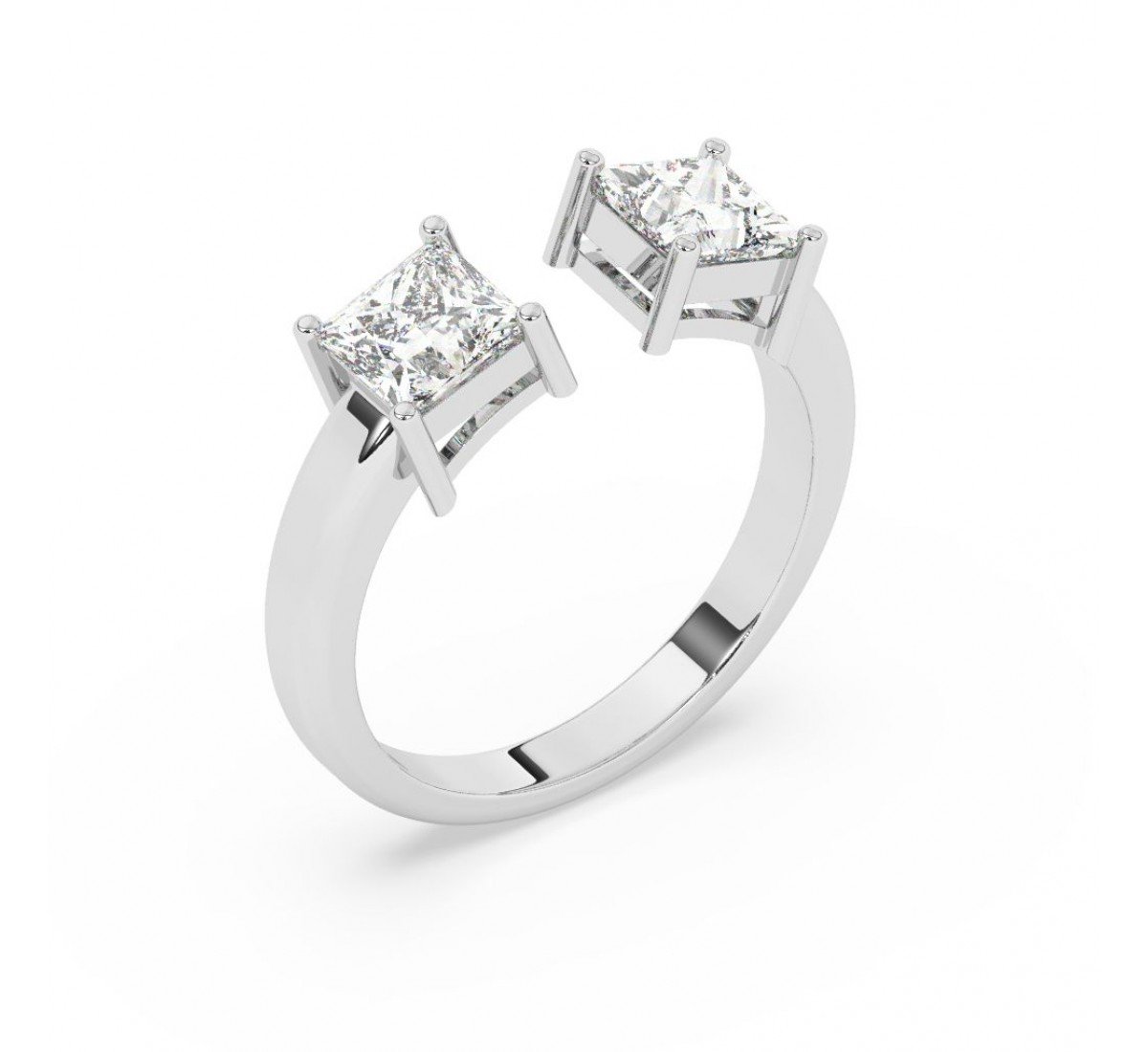 Silver Dual Princess Stone Ring