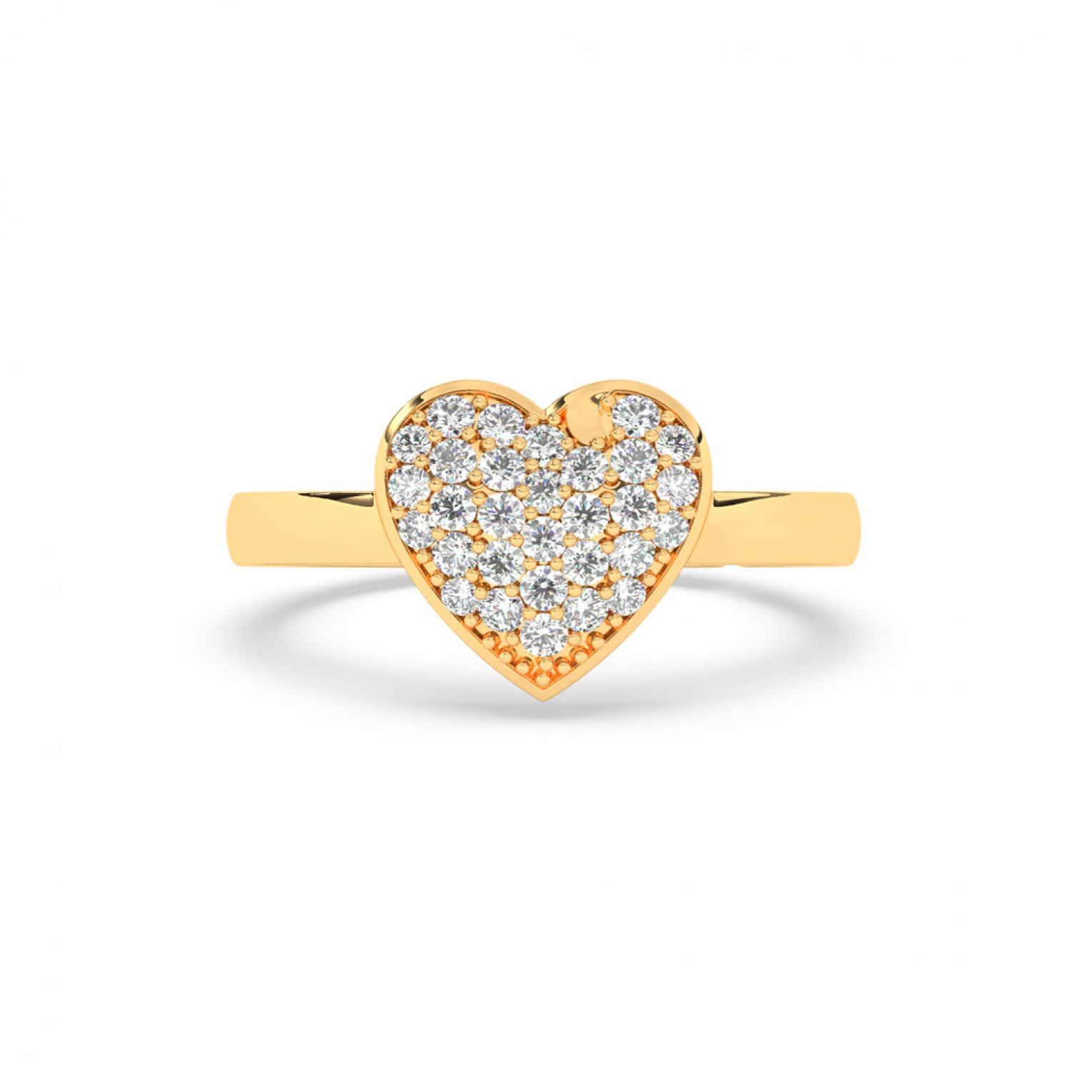Gold Zircon Stud Heart Ring