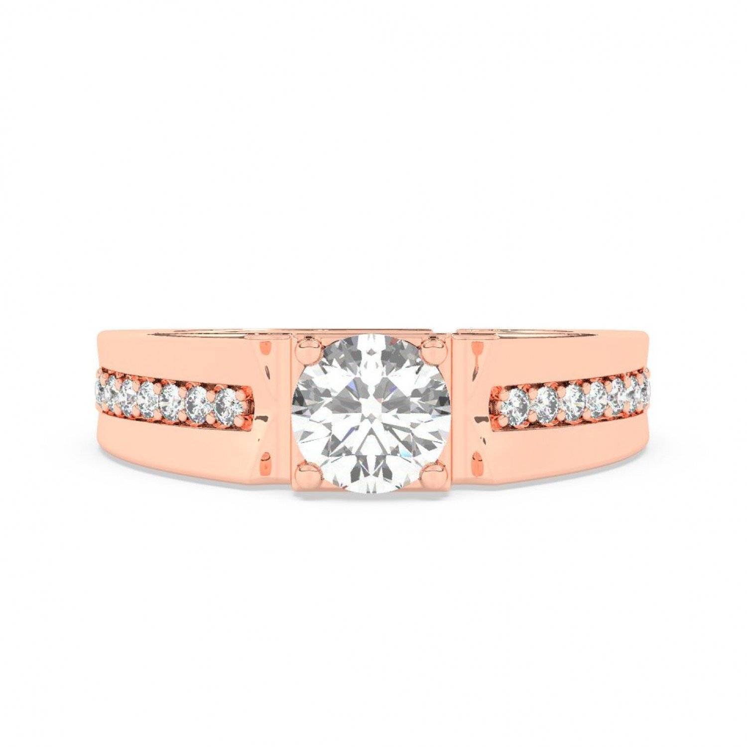 Rose Gold Classic Solitare Ring For Men