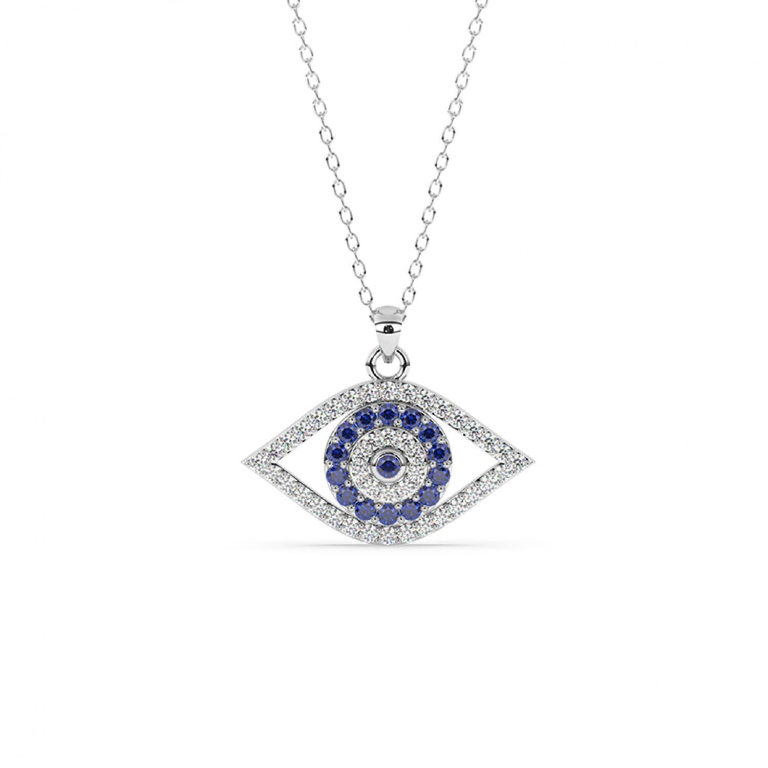 Silver Evil Eye Pendant With Link Chain Silver Evil Eye Pendant With Link Chain