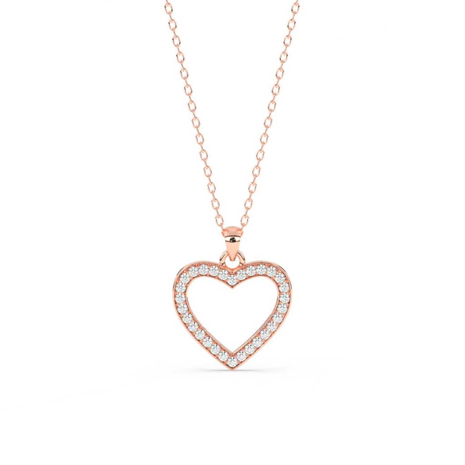 Rose Gold Dazzling Zircon Heart Pendant With Link Chain Rose Gold Dazzling Zircon Heart Pendant With Link Chain