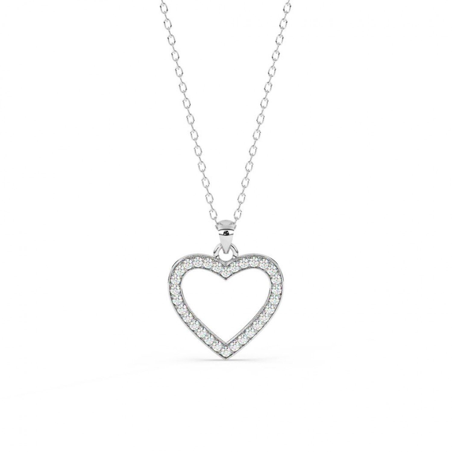 Silver Dazzling Zircon Heart Pendant With Link Chain Silver Dazzling Zircon Heart Pendant With Link Chain