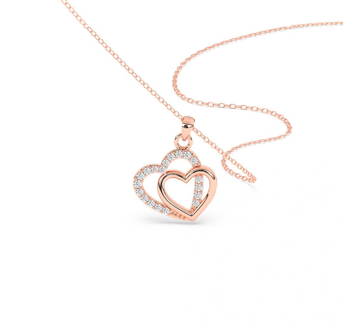 Rose Gold Dual Heart Pendant With Link Chain