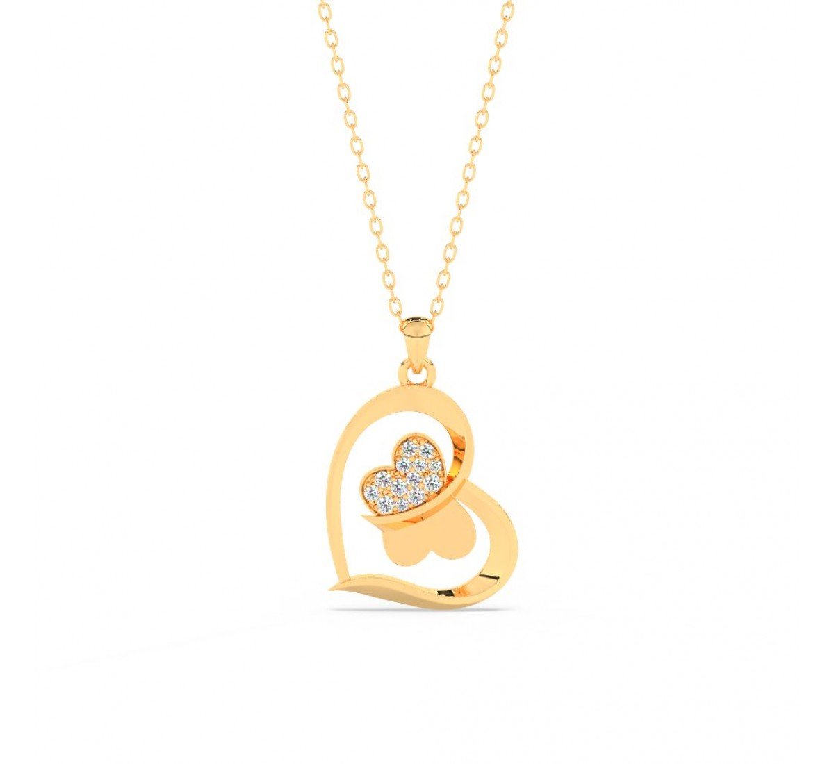 Gold Butterfly Heart Pendant