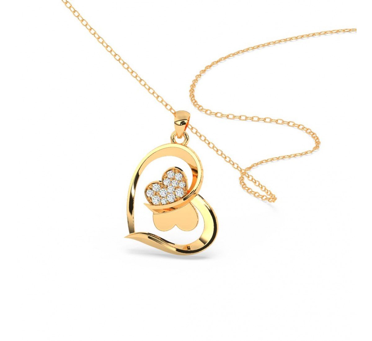 Gold Butterfly Heart Pendant