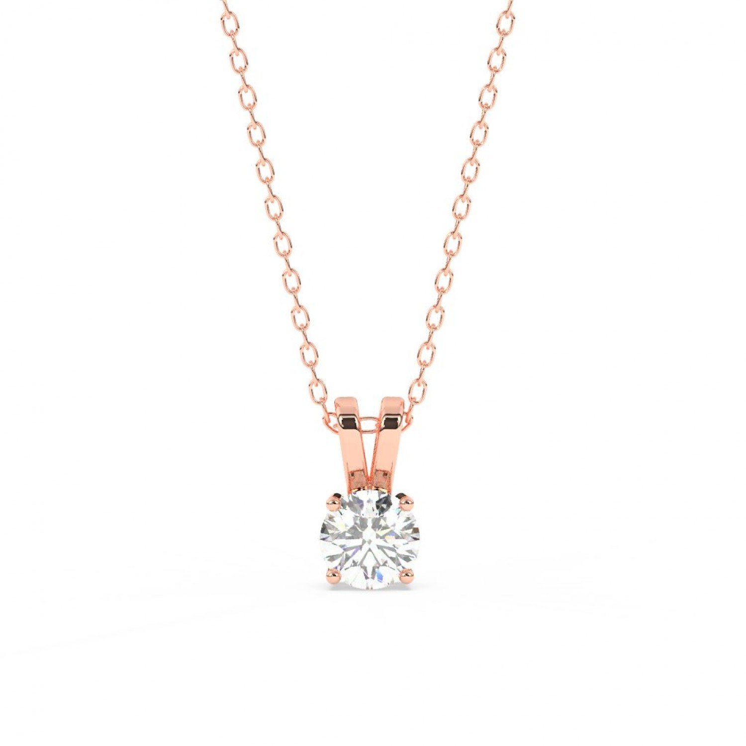 Rose Gold Zircon Pendant With Link Chain Rose Gold Zircon Pendant With Link Chain