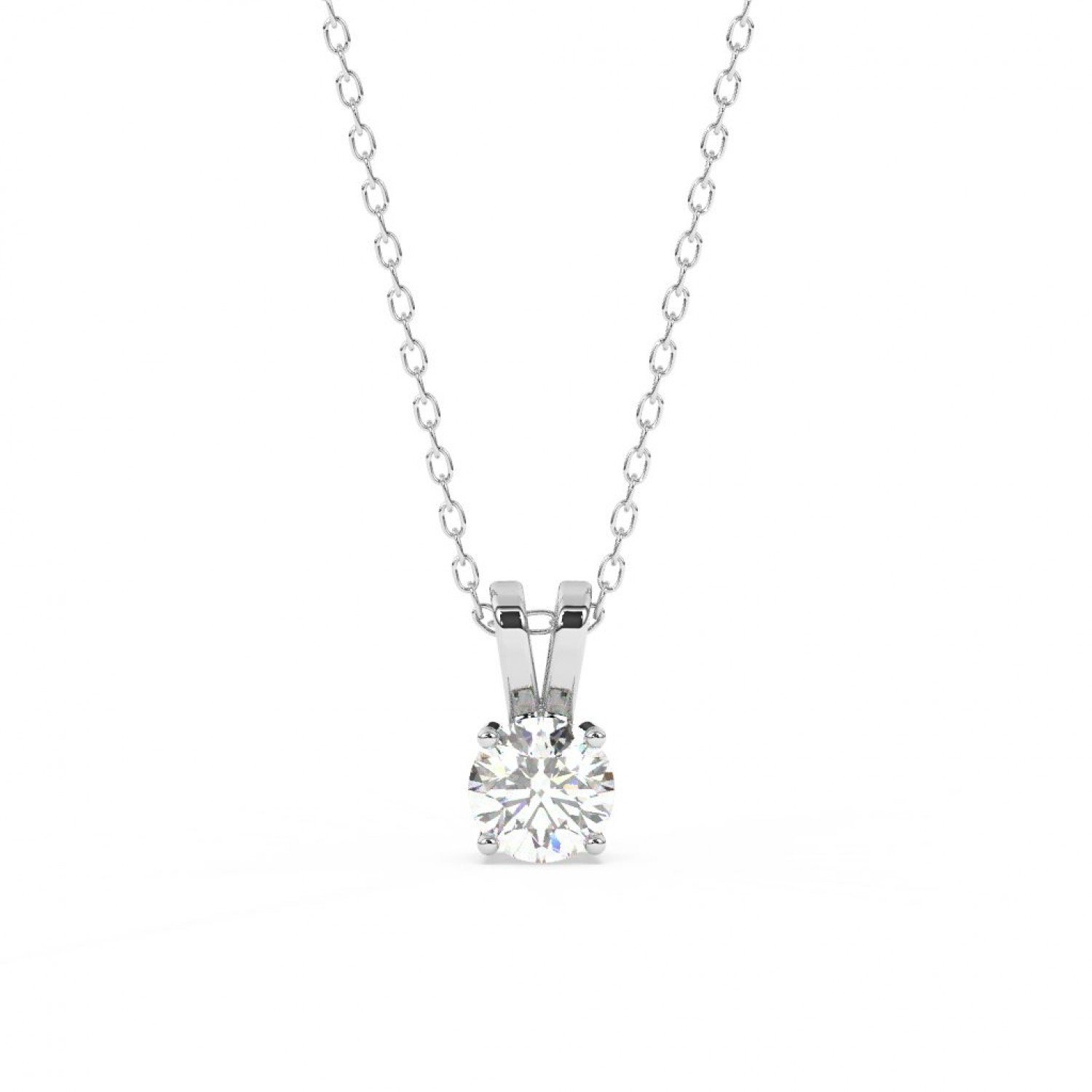 Silver Zircon Pendant With Link Chain Silver Zircon Pendant With Link Chain