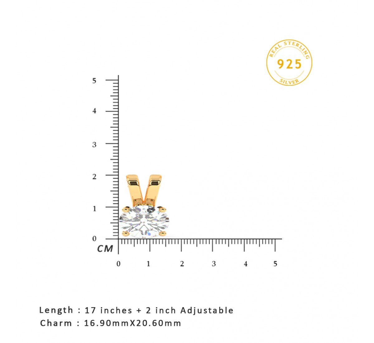 Gold Zircon Pendant With Link Chain