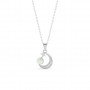 Silver Pearl Crescent Pendant With Link Chain