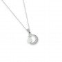 Silver Pearl Crescent Pendant With Link Chain