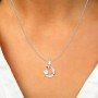 Silver Pearl Crescent Pendant With Link Chain