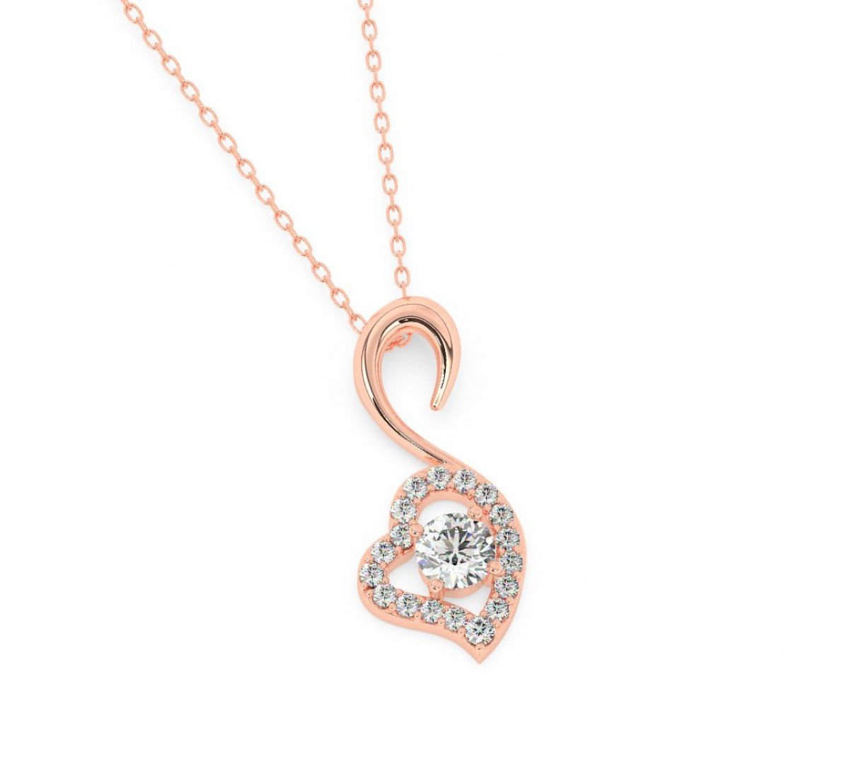Rose Gold Zircon Swan Pendant With Link Chain