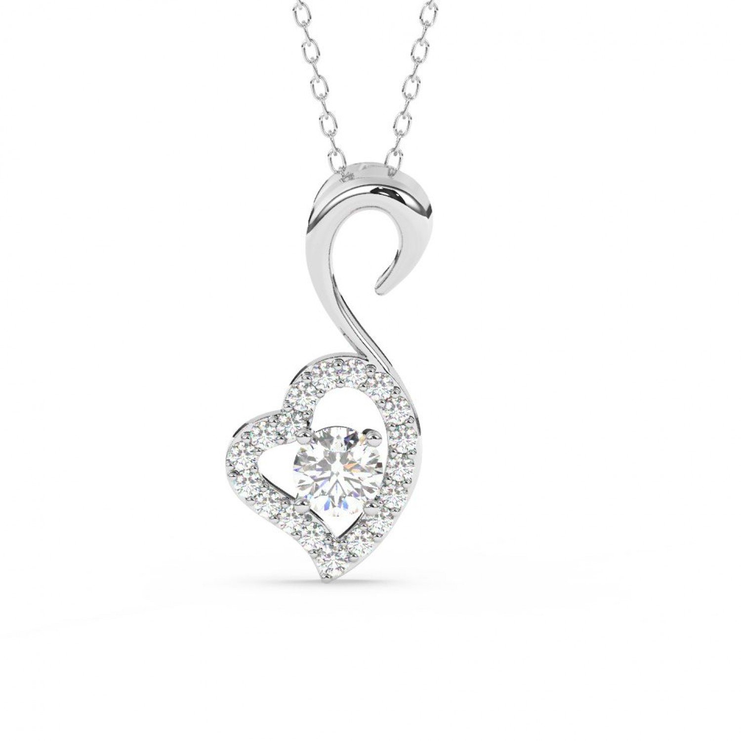 Sliver Zircon Swan Pendant With Link Chain Sliver Zircon Swan Pendant With Link Chain