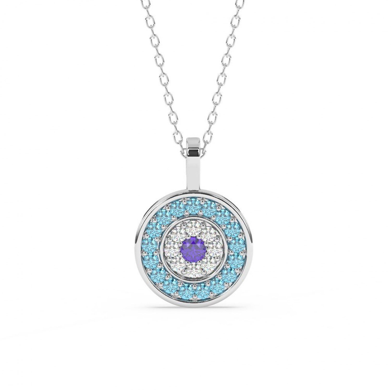 Silver Radiant Blue Disk Pendant Silver Radiant Blue Disk Pendant