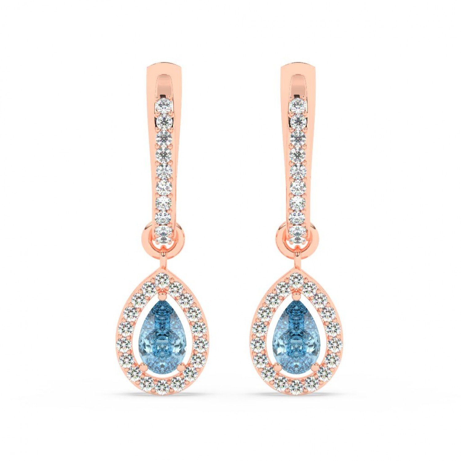 Rose Gold Sparkling Blue Stone Hoop Earrings Rose Gold Sparkling Blue Stone Hoop Earrings