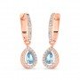 Rose Gold Sparkling Blue Stone Hoop Earrings