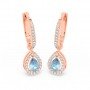 Rose Gold Sparkling Blue Stone Hoop Earrings