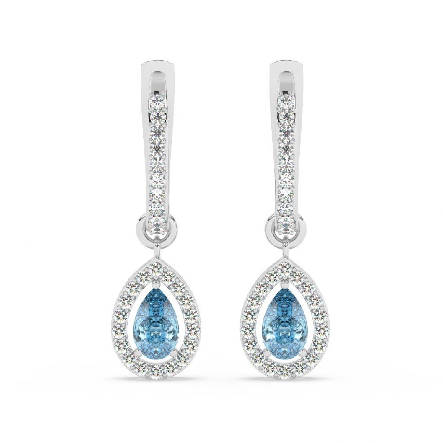 Silver Sparkling Blue Stone Hoop Earrings Silver Sparkling Blue Stone Hoop Earrings