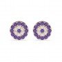 Rose Gold Radiant Blue With Zircon Disk Earrings