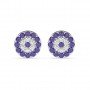 Silver Radiant Blue With Zircon Disk Earrings